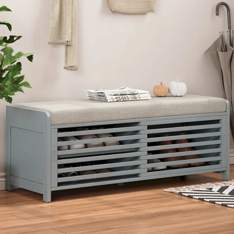 Banc de rangement volets vieillis