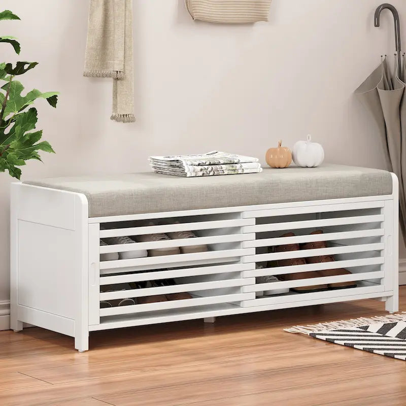 Banc de rangement volets vieillis