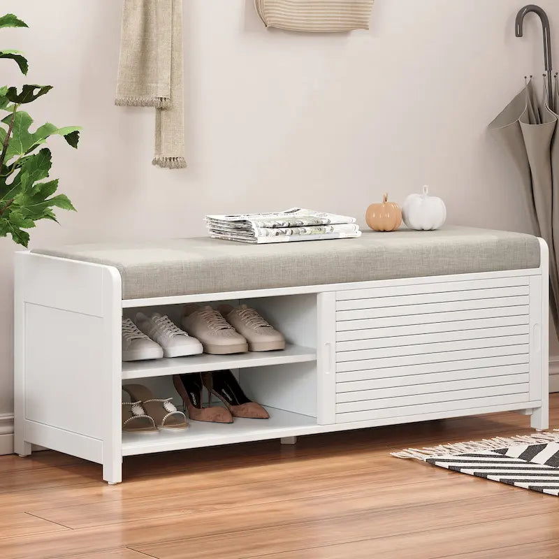 Banc de rangement volets vieillis