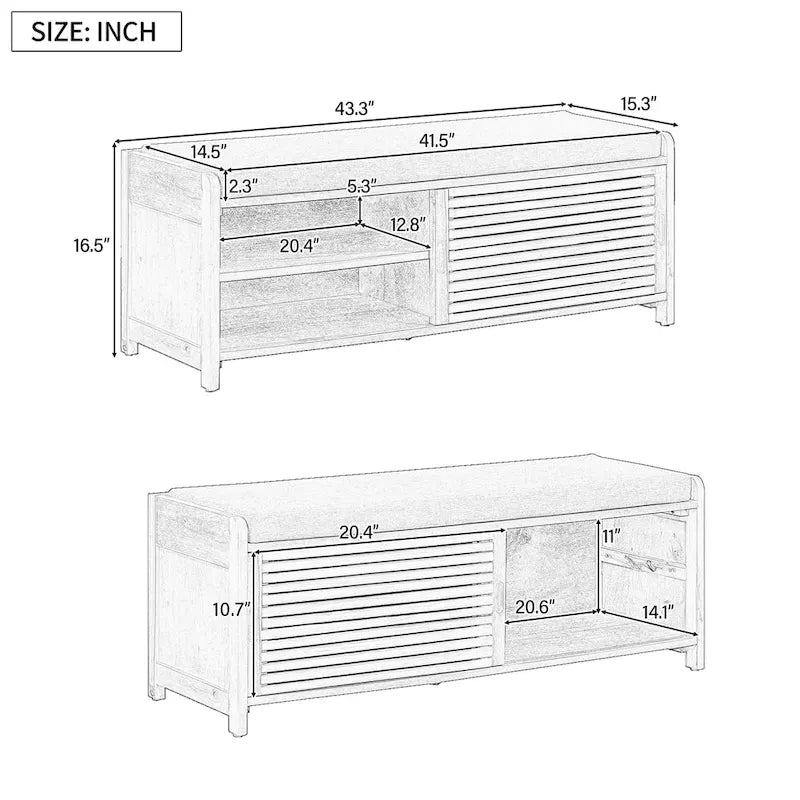 Banc de rangement volets vieillis