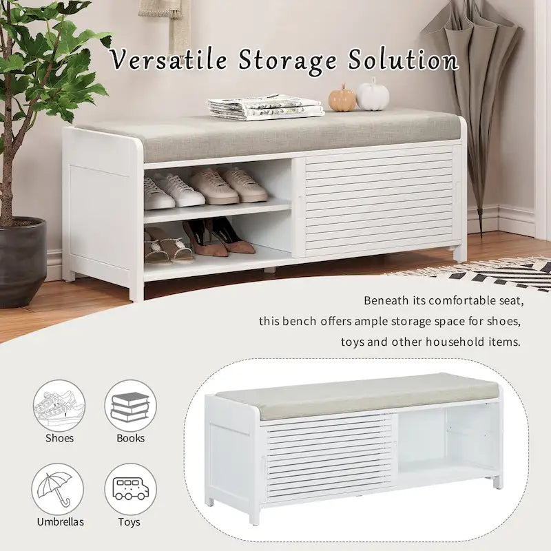 Banc de rangement volets vieillis