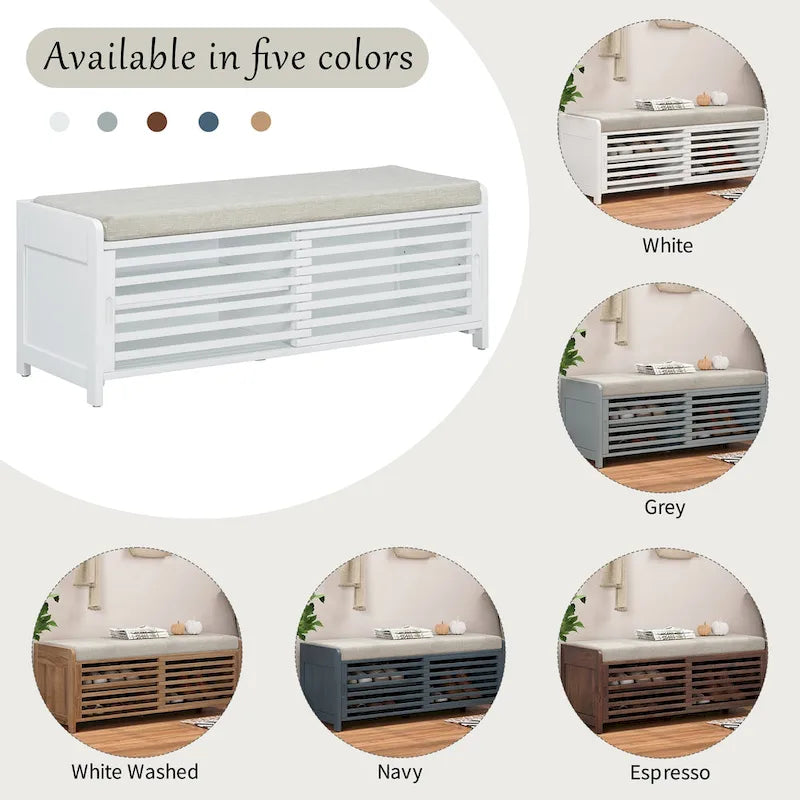 Banc de rangement volets vieillis