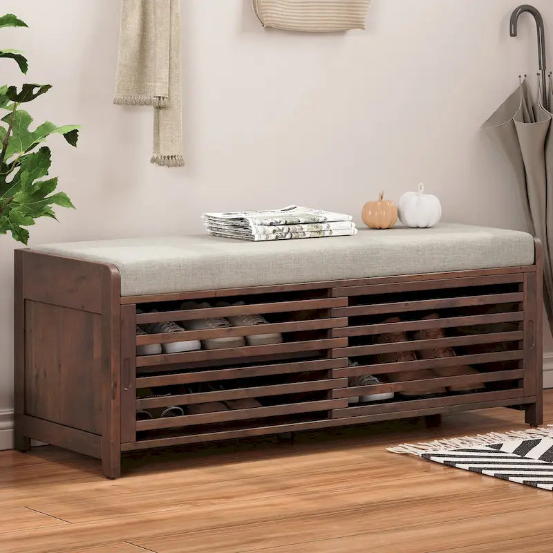 Banc de rangement volets vieillis