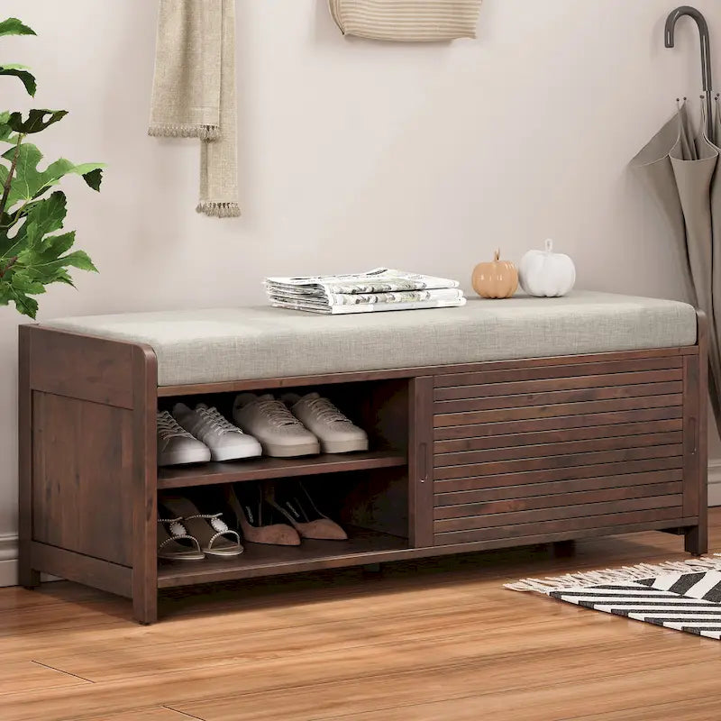 Banc de rangement volets vieillis