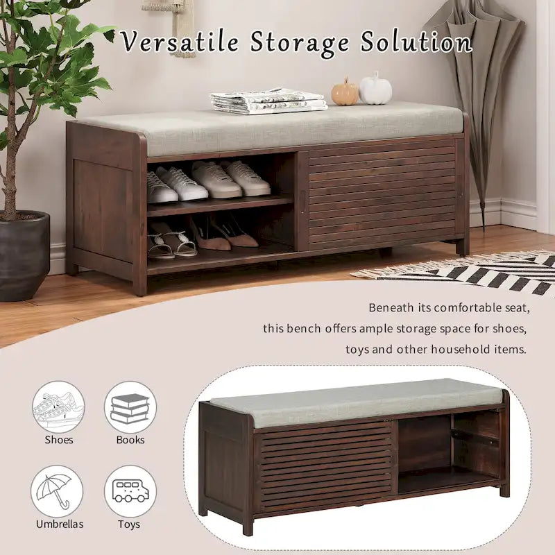 Banc de rangement volets vieillis