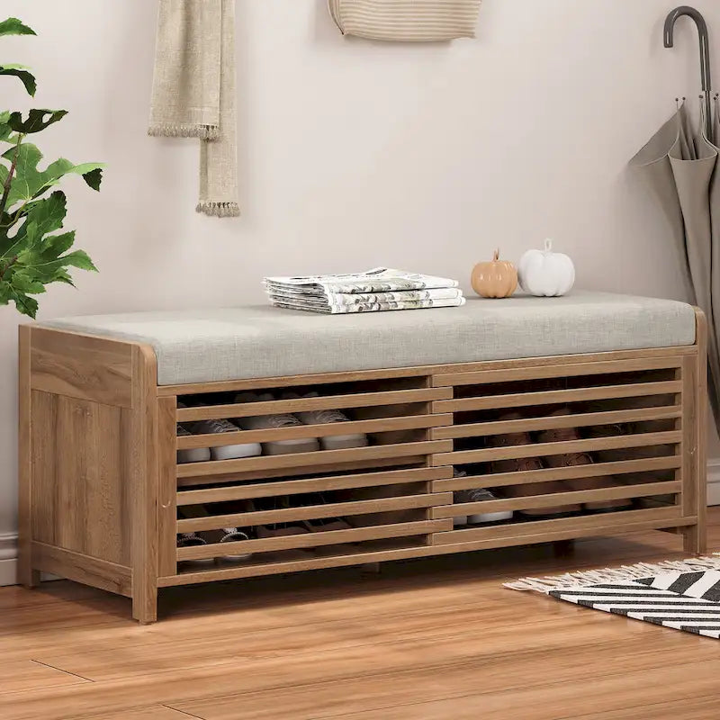 Banc de rangement volets vieillis