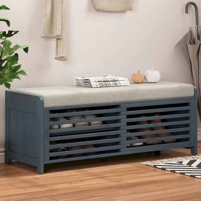 Banc de rangement volets vieillis