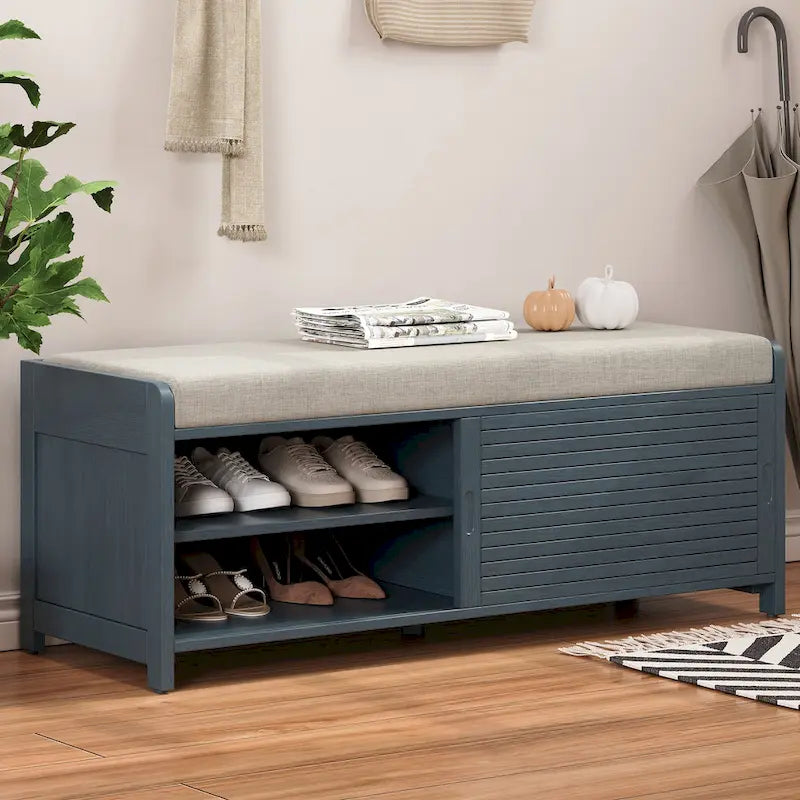 Banc de rangement volets vieillis