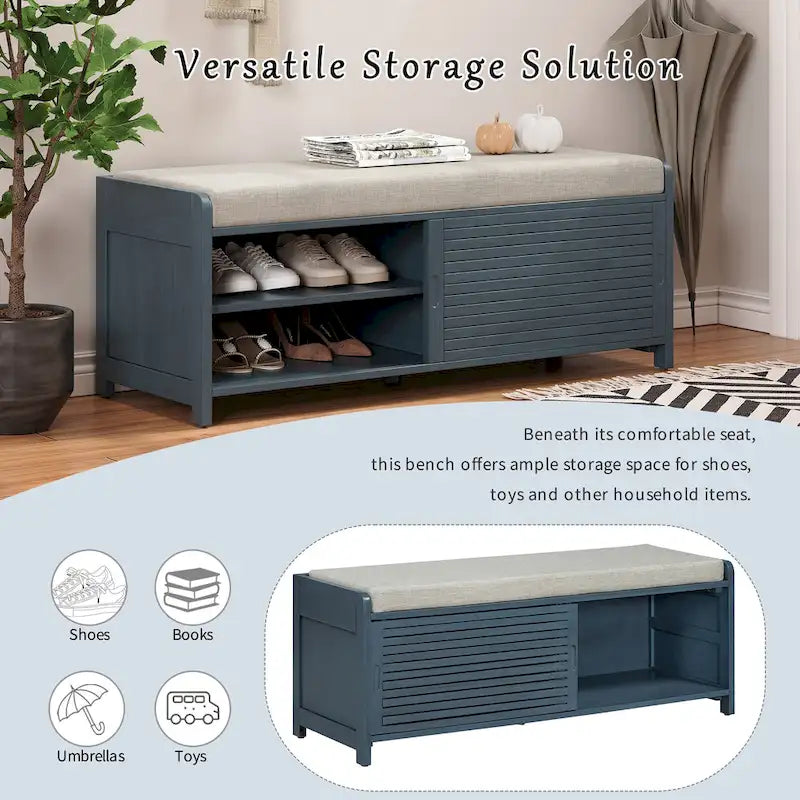 Banc de rangement volets vieillis