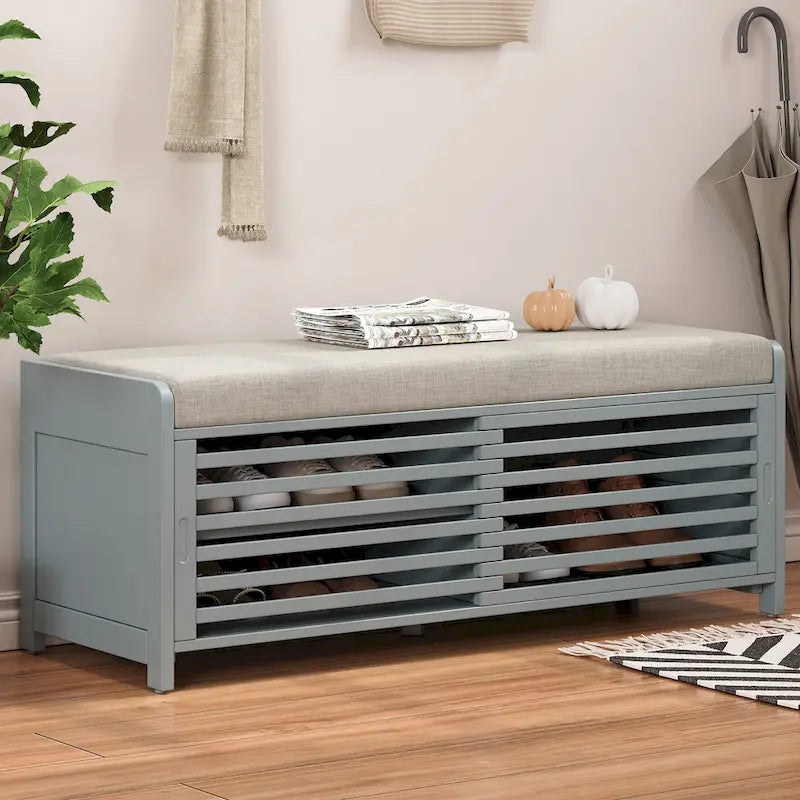 Banc de rangement volets vieillis