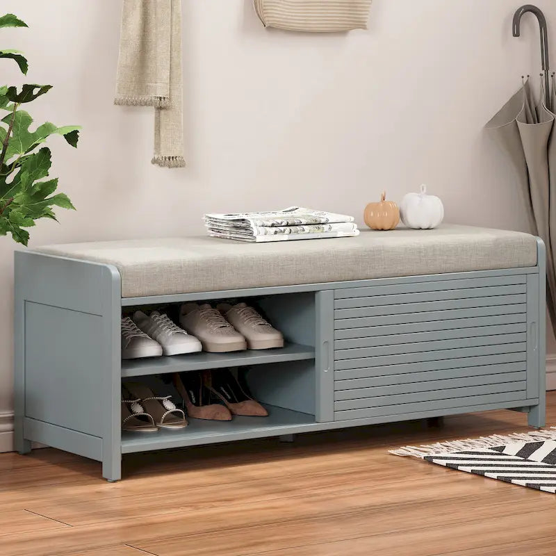 Banc de rangement volets vieillis