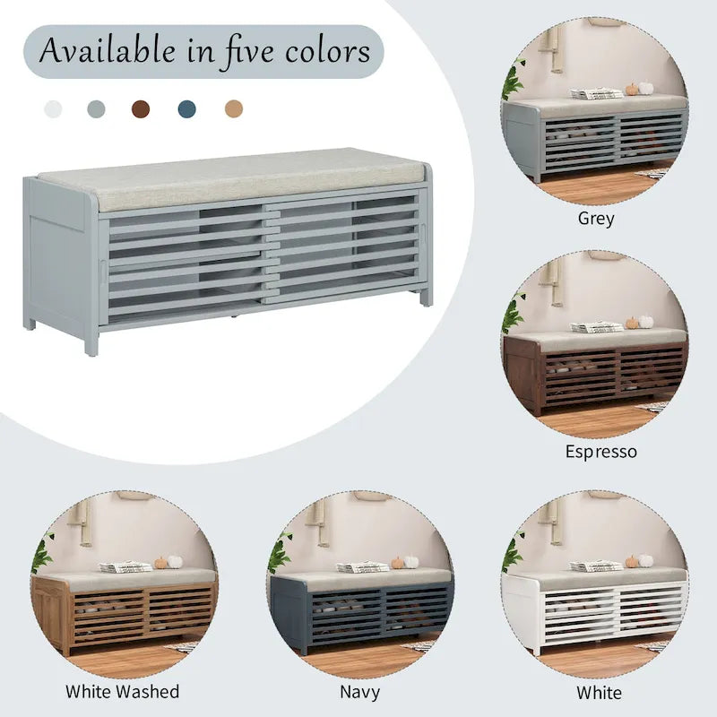 Banc de rangement volets vieillis