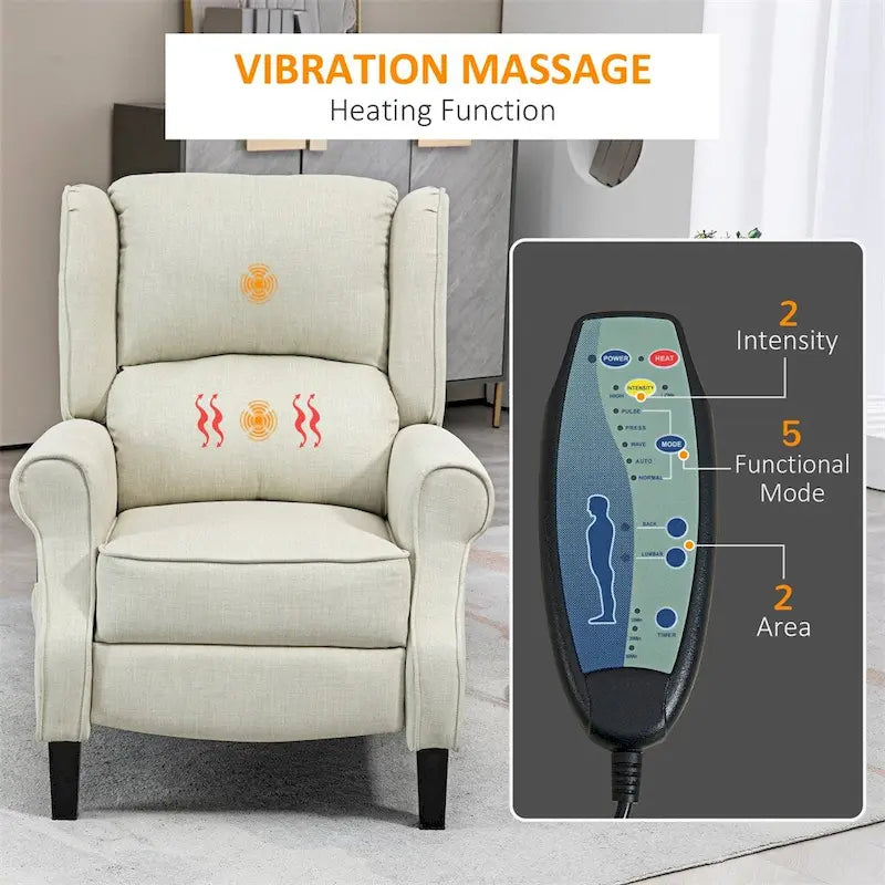Fauteuil inclinable massant en lin avec chauffage