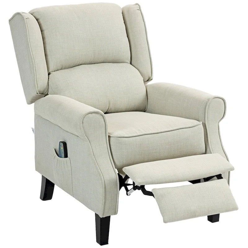 Fauteuil inclinable massant en lin avec chauffage
