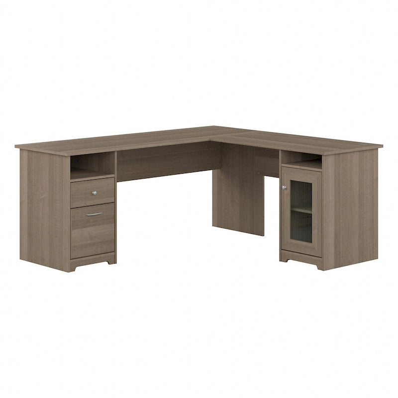 Bureau d'angle informatique avec rangement de