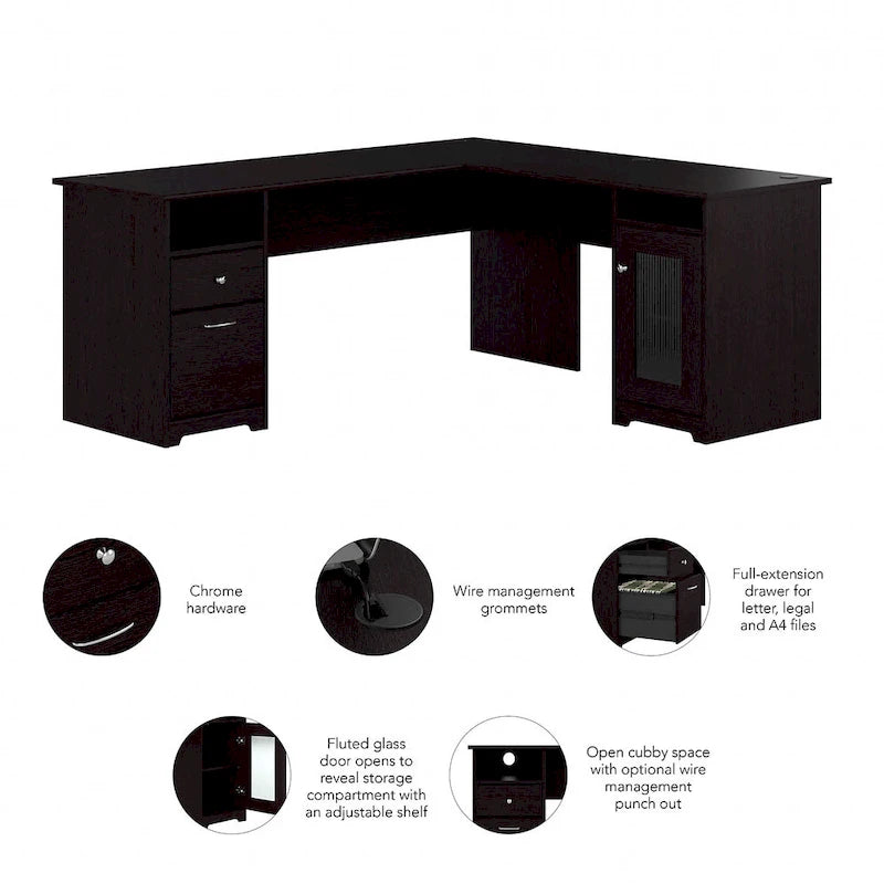 Bureau d'angle informatique avec rangement de