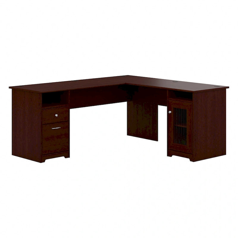 Bureau d'angle informatique avec rangement de