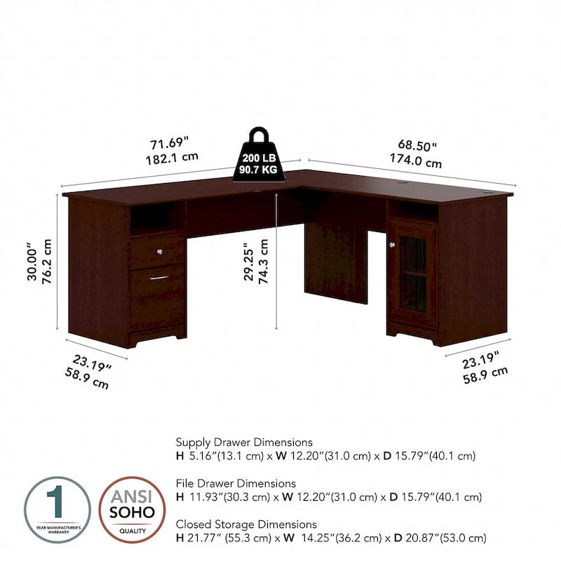 Bureau d'angle informatique avec rangement de