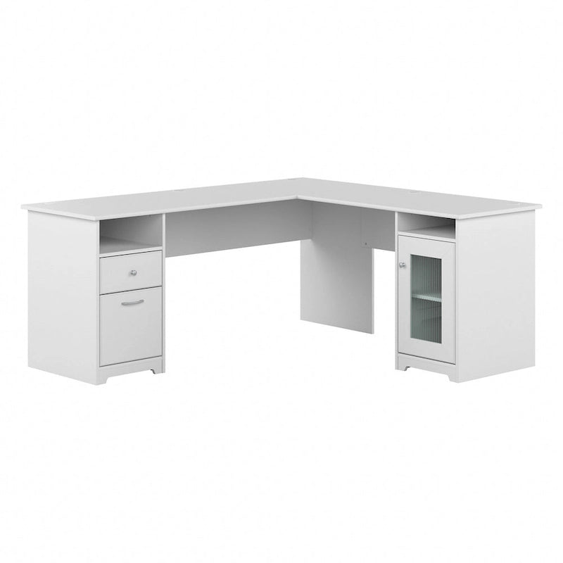 Bureau d'angle informatique avec rangement de
