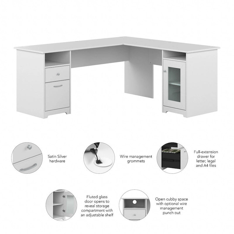 Bureau d'angle informatique avec rangement de