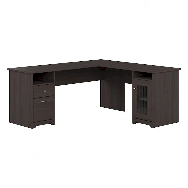 Bureau d'angle informatique avec rangement de