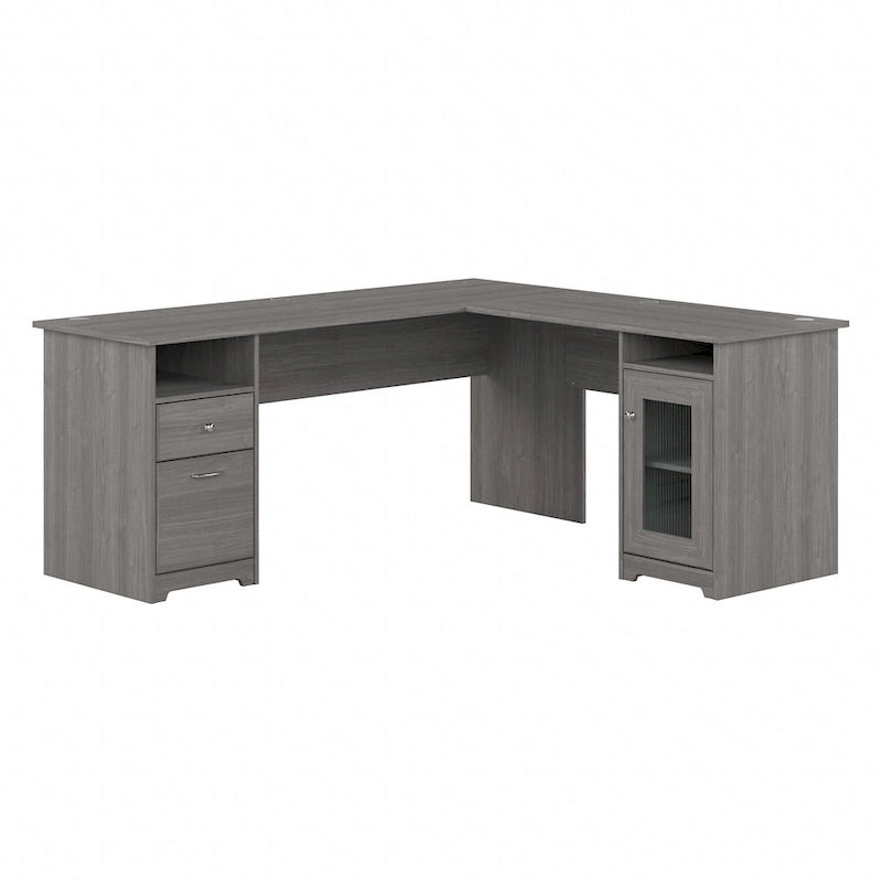 Bureau d'angle informatique avec rangement de