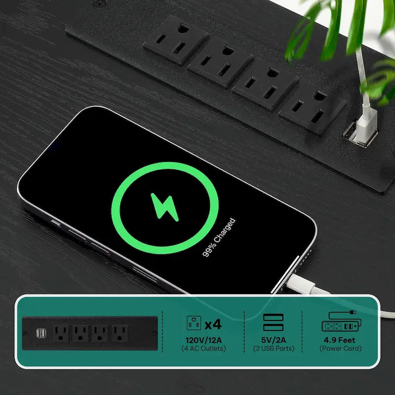 Meuble TV LED avec prises électriques et étagères