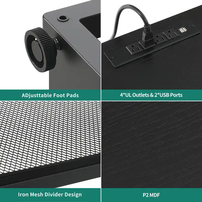 Meuble TV LED avec prises électriques et étagères