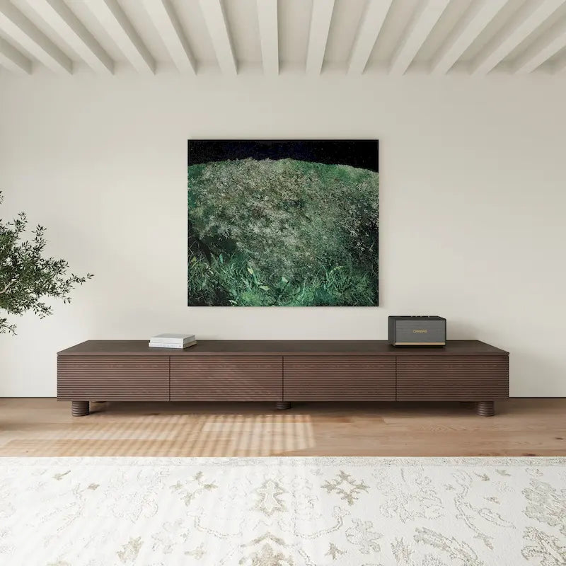 Meubles TV, Console multimédia en bois massif marron foncé