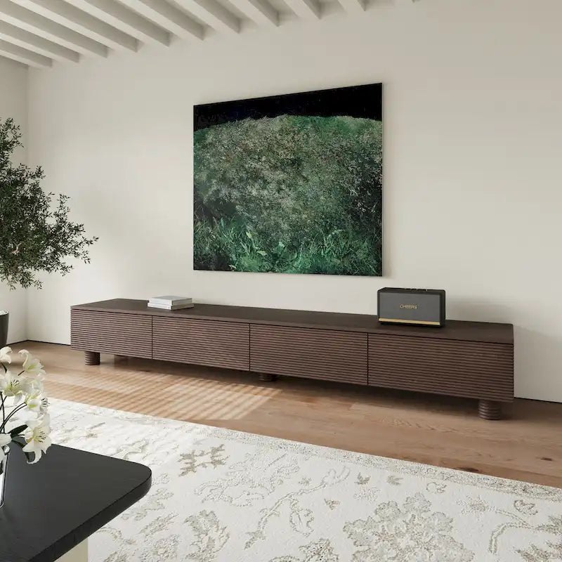 Meubles TV, Console multimédia en bois massif marron foncé
