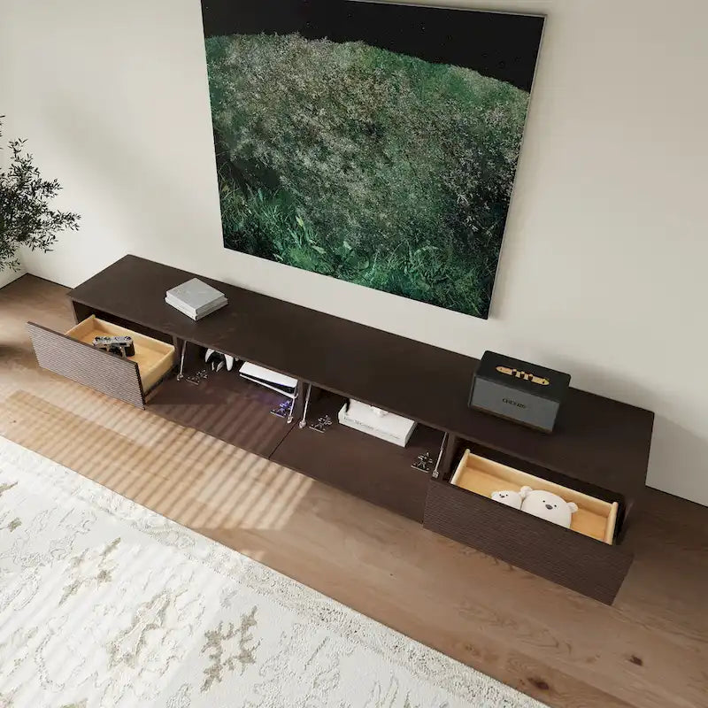 Meubles TV, Console multimédia en bois massif marron foncé
