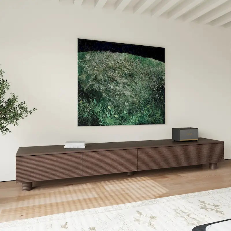 Meubles TV, Console multimédia en bois massif marron foncé
