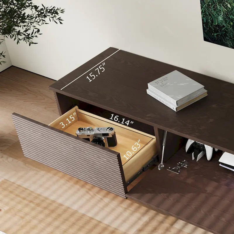 Meubles TV, Console multimédia en bois massif marron foncé