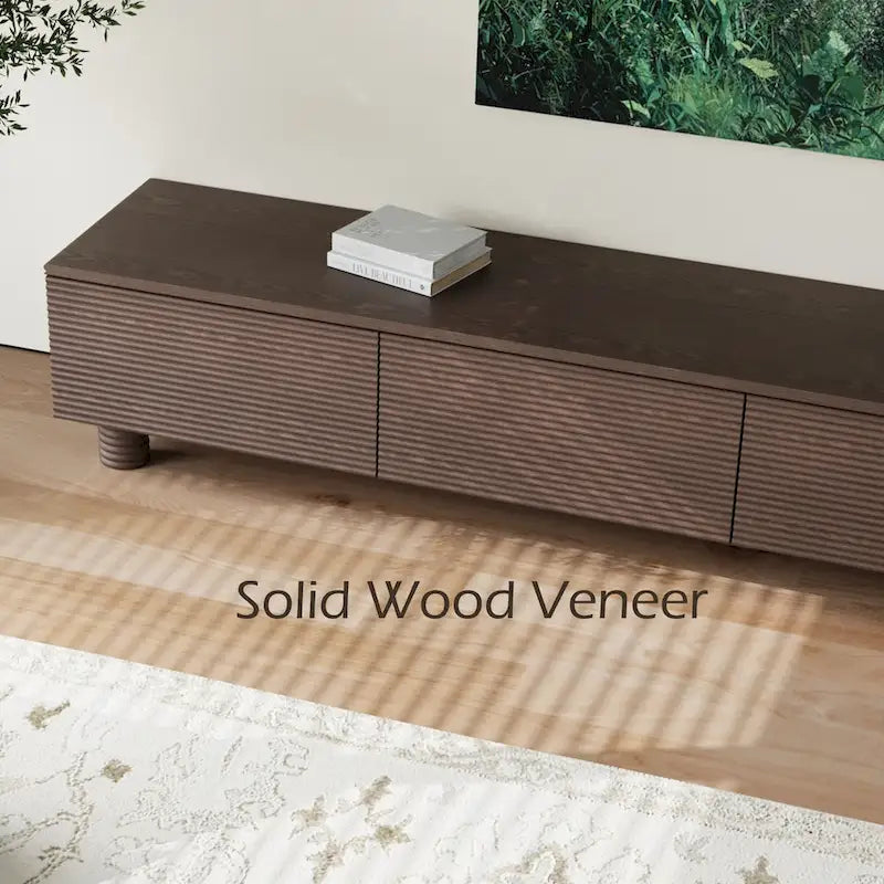 Meubles TV, Console multimédia en bois massif marron foncé