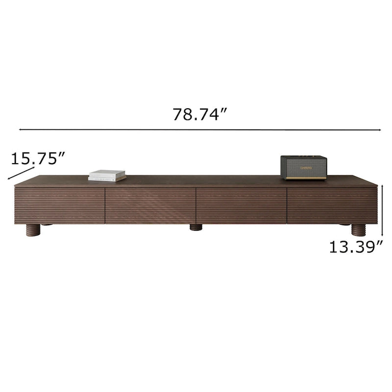 Meubles TV, Console multimédia en bois massif marron foncé