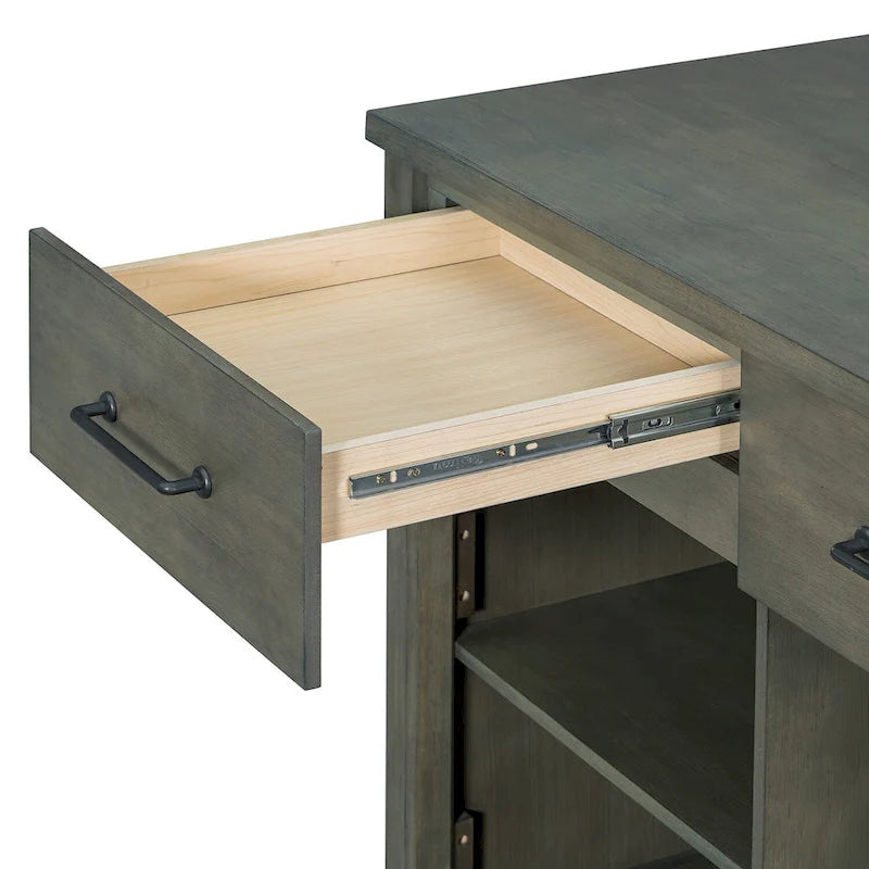 Îlot de cuisine mobile, table extensible avec prises USB et rangements