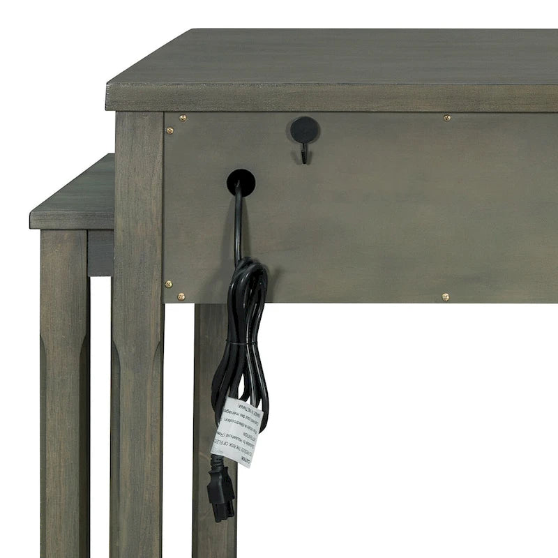 Îlot de cuisine mobile, table extensible avec prises USB et rangements
