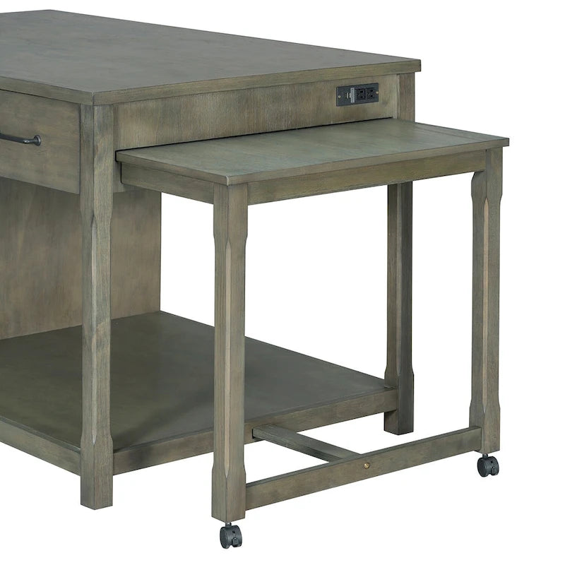 Îlot de cuisine mobile, table extensible avec prises USB et rangements