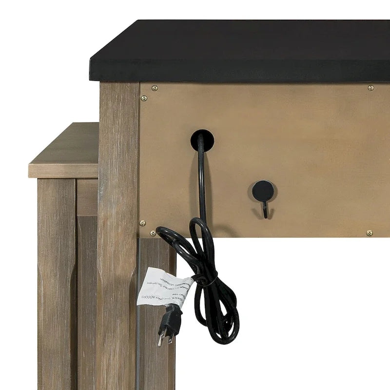 Îlot de cuisine mobile, table extensible avec prises USB et rangements