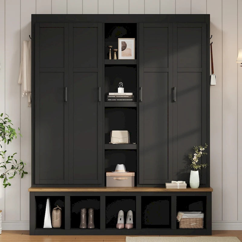 Portemanteau avec banc Range-chaussures, Organisateur d'entrée pour vestiaire