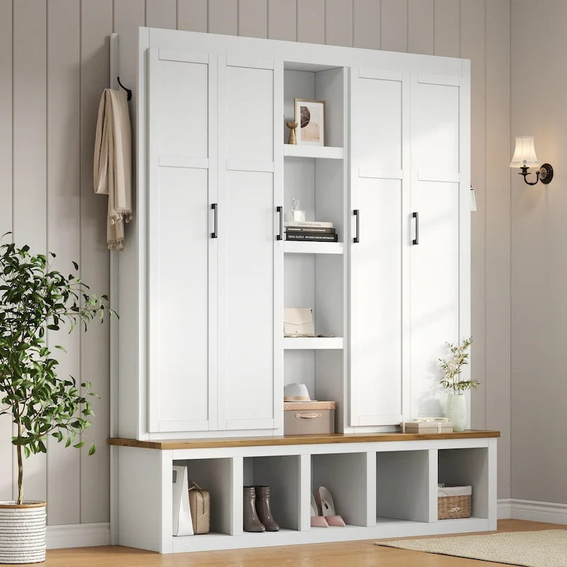 Portemanteau avec banc Range-chaussures, Organisateur d'entrée pour vestiaire