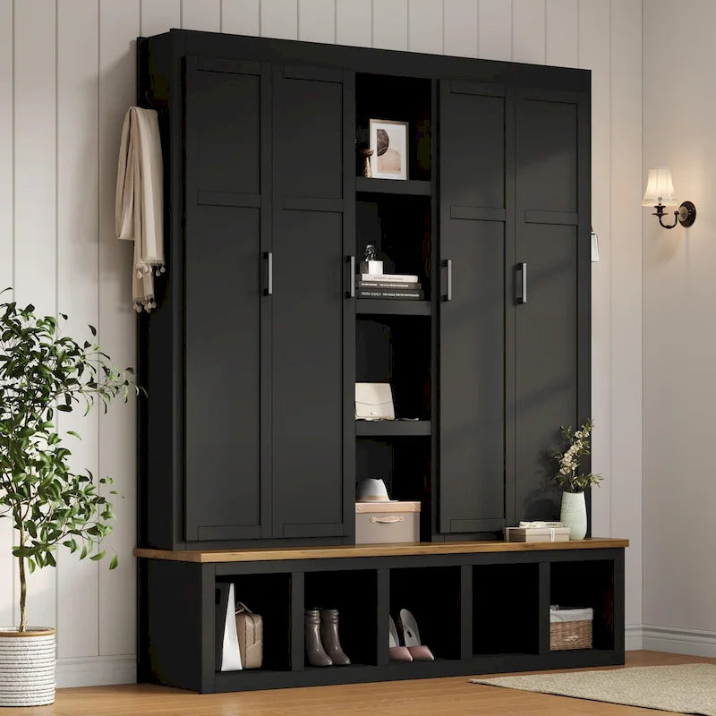 Portemanteau avec banc Range-chaussures, Organisateur d'entrée pour vestiaire
