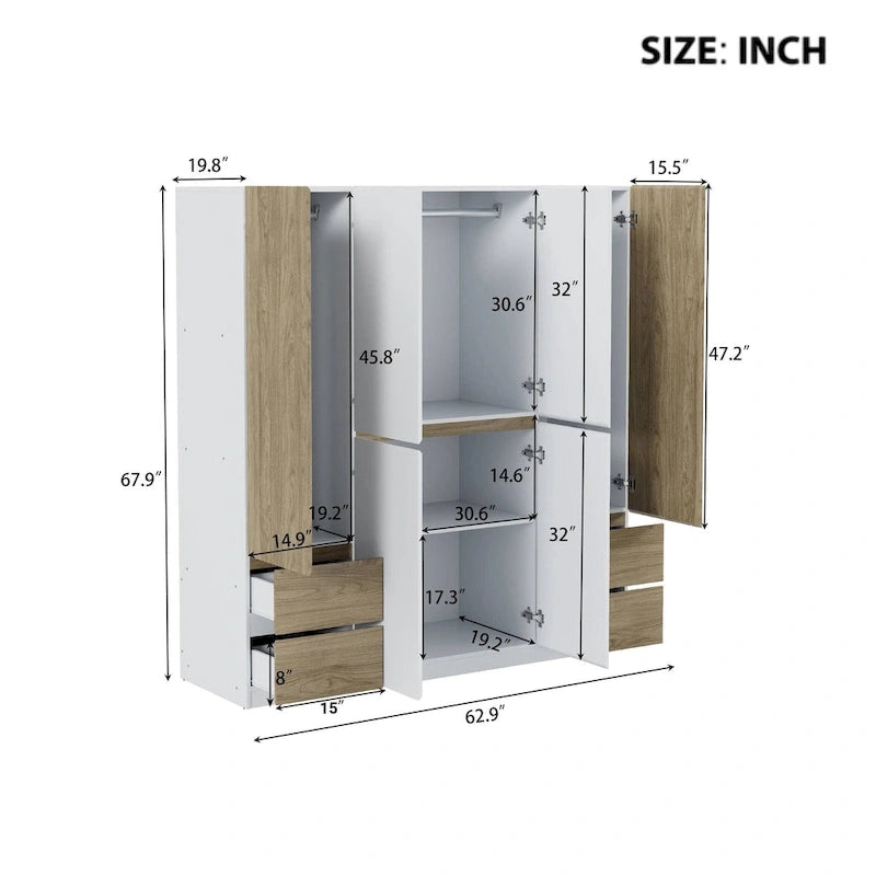 Armoire en bois avec tiroirs de rangement pour chambre à coucher