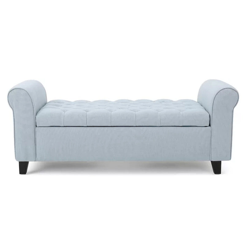 Banc de rangement ottoman, bleu clair