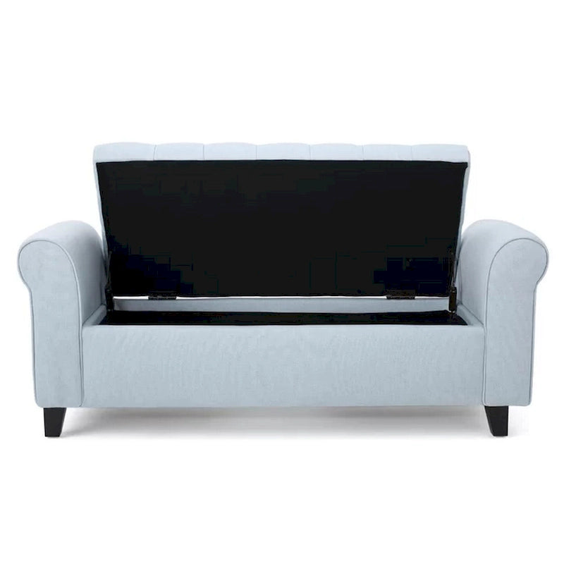 Banc de rangement ottoman, bleu clair