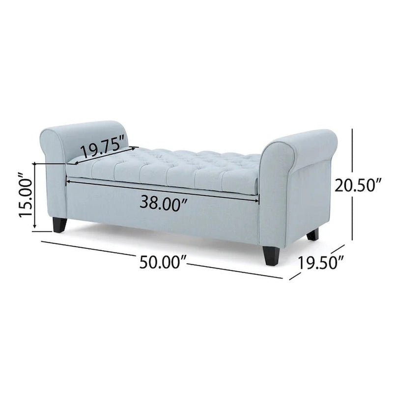 Banc de rangement ottoman, bleu clair