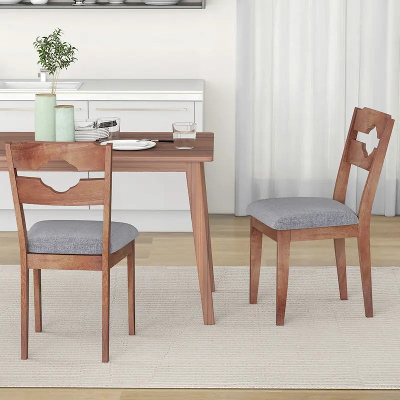 Chaise de salle à manger Rembourrée Dossier Haut Cadre en Bois d'Hévéa
