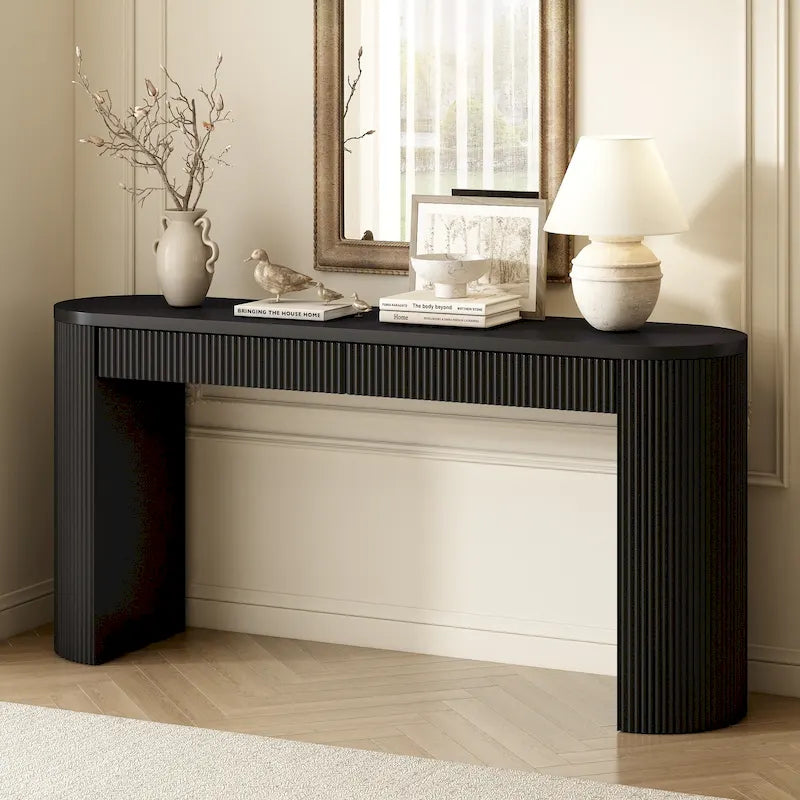 Console incurvée, table d'appoint de canapé longue, table d'entrée étroite