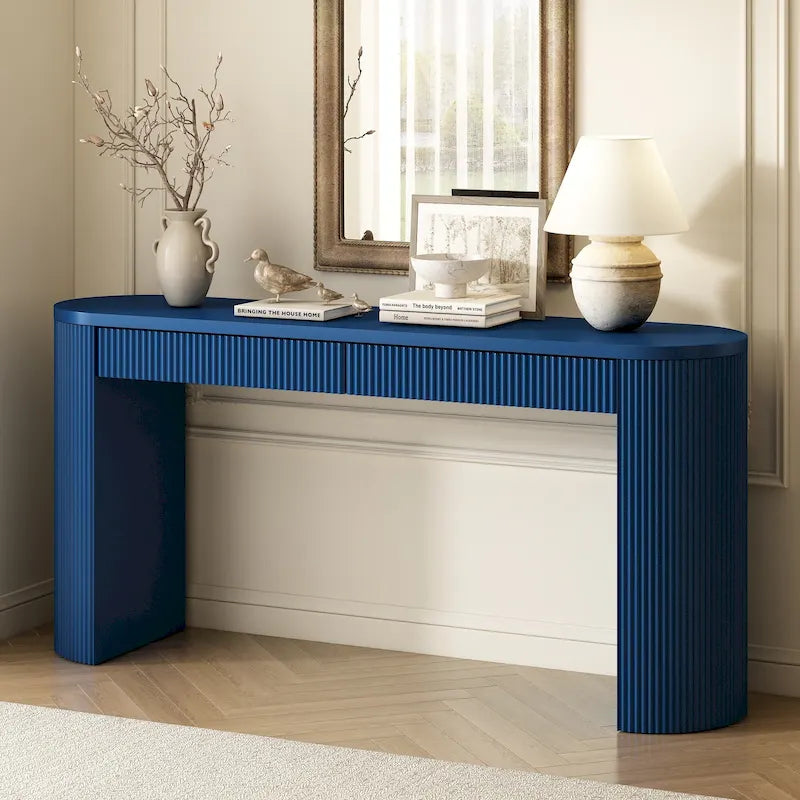 Console incurvée, table d'appoint de canapé longue, table d'entrée étroite