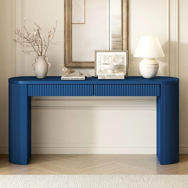 Console incurvée, table d'appoint de canapé longue, table d'entrée étroite